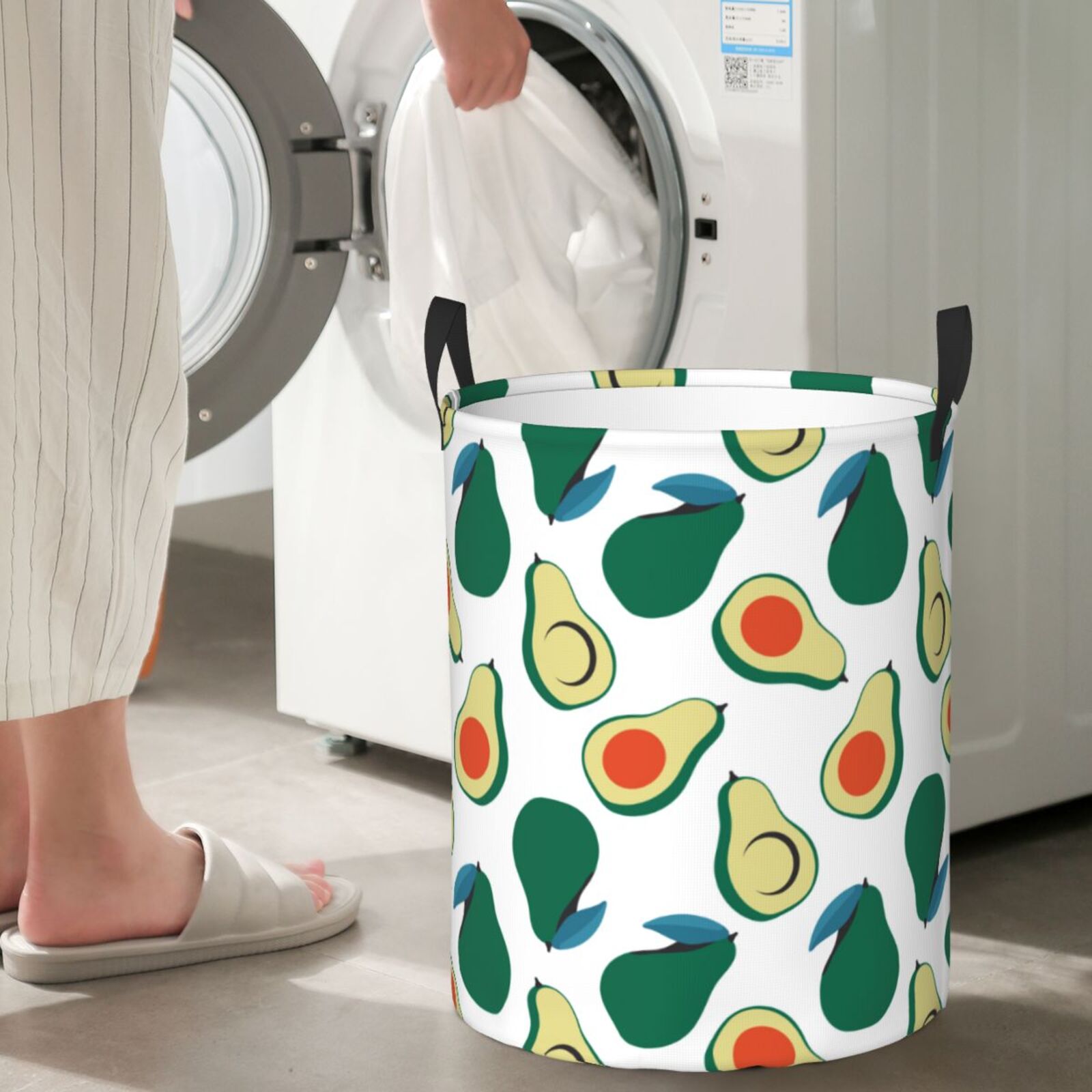 Large Laundry Basket with Handles - Cute Pine Green Avocado Kids Baby Dirty Clothes Laundry Hamper for Bedroom Aesthetic