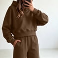 thumbnail image 5 of Sevevn Women's Fall Lightweight 2‑Piece Sweatsuit Outfit, Relaxed Cropped Hoodie with Wide‑Leg Pants for Daily Casual Wear, 5 of 9
