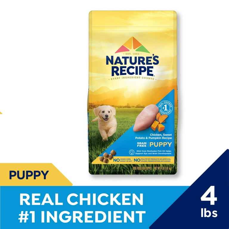 Nature s Recipe Dry Puppy Food Grain Free Puppy Chicken Sweet Potato Pumpkin Recipe 4 lb. Bag Walmart