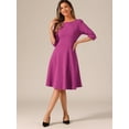 thumbnail image 4 of DARING DIVA Midi Boat Neck Short Sleeves A-Line Office Dress XS Purple, 4 of 6