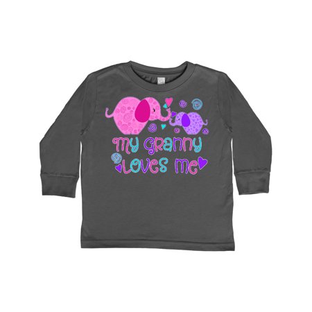 

Inktastic My Granny Loves Me- cute elephants Gift Toddler Boy or Toddler Girl Long Sleeve T-Shirt