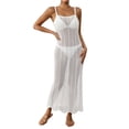 thumbnail image 2 of Swimsuit Coverup for Women Sleeveless Spaghetti Strap Crochet Knit Bodycon Maxi Dress Beach Cover Up Bathing Suit Dress, 2 of 8