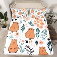 thumbnail image 2 of Homewish Cute Cartoon Capybara Twin Sheet Sets,Country Farmhouse Lodge Twin Fitted Sheet,Brown White Flat Sheet For Boys Kids,Ultra Soft Home Decor,3 Pieces, 2 of 7