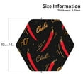 thumbnail image 2 of Honeii Hot Chili print Leather Coaster Set of 4, ideal for safeguarding your furniture from drinks spills and effortless cleanup-Hexagon, 2 of 6