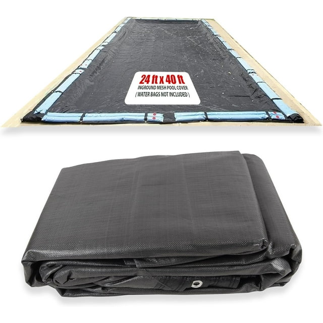 SET SunSolar Energy Technologies- MESH InGround Winter Pool Cover for 24x40 Foot Rectangle Swimming Pool - Winter Pool Cover has durable Loops 8-Yr warranty.