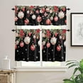 thumbnail image 2 of Christmas Kitchen Curtains and Valances Set, Rod Pocket Curtains Tier Farmhouse Window Curtains 24 Inch Length, Winter Snowflake Red Flowers Leaves Ball 3 Piece Kitchen Curtains Set, 2 of 6