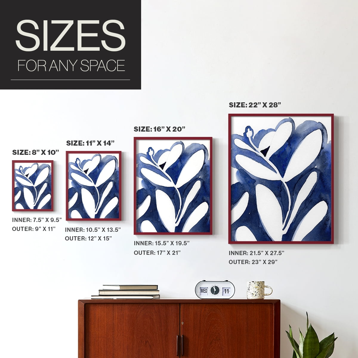 Blue Eucalyptus I Framed Print in Red Solid Wood Framed Print No Nail Hanging
