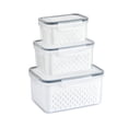 thumbnail image 1 of Home Storage Fresh Fridge Containers 3Pcs Kitchen Mutifuction Stackable Drainage Lunch Box, 1 of 18