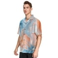 thumbnail image 2 of Ckdifva Orange Blue Flowers Mens Button Down Short Sleeve Shirt Casual Shirts Beach Hawaiian Shirts, 2 of 8