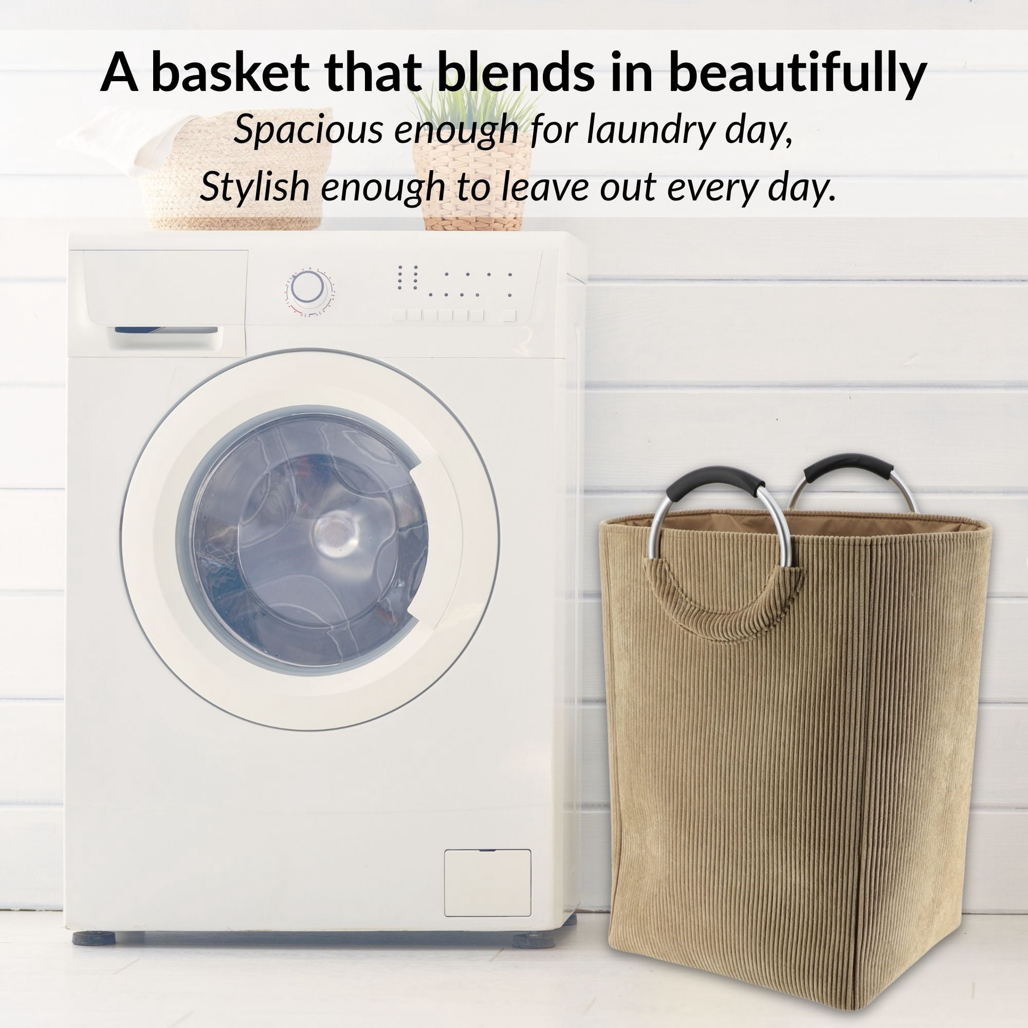 Corduroy Laundry Basket 55L Sand Beige