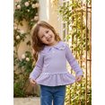 thumbnail image 4 of RUINIXCW Toddler Baby Girl Long Sleeve Shirt Waffled Striped Tops Little Girl Spring Fall Winter Clothes Peter Pan Doll Collar Ruffle Hem Button Shirt, 4 of 10