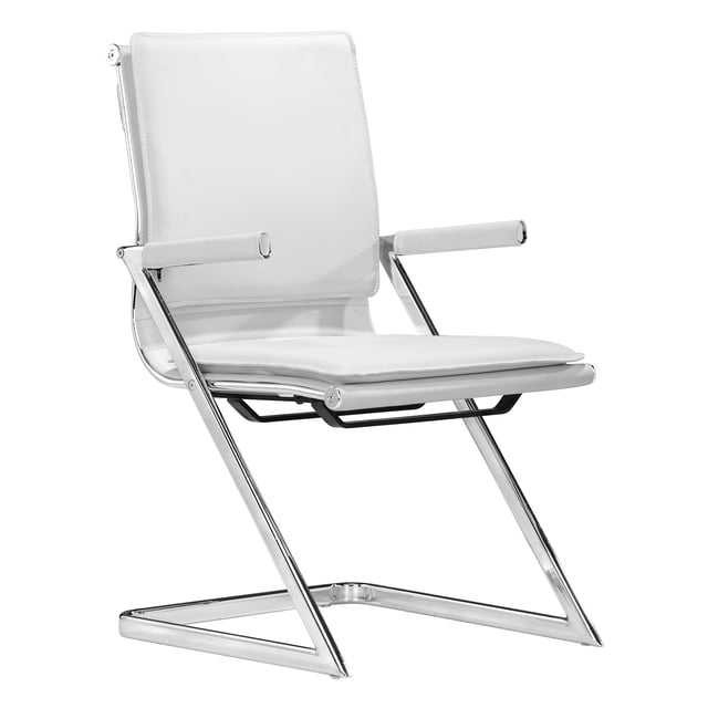 Silla de conferencia Zuo Lider Plus de piel sintética blanca, 48 x 56 x 89 cm
