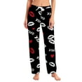 thumbnail image 2 of Hearthz Valentines Pajama Pants for Women Love Heart Graphic Womens Pajama Pants Drawstring Wide Leg Holidays Sleeping Pants Women, 2 of 7
