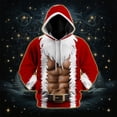 thumbnail image 3 of GHUALURU Men's Christmas Santa 3D Muscle Graphic Pullover Hoodie, Red White,Red1，L, 3 of 6