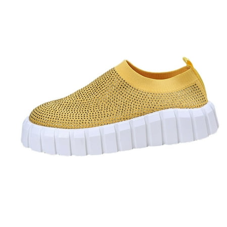 

Ladies Thick Soled Solid Color Shoes Mesh Breathable Casual Sports Shoes