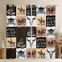 Feelyou Tribal Western Cowboy Curtains Pack of 2 (42x84 Each), Gothic Sheel Skull Curtains Blackout, Rustic Farmhouse Horse Bedroom Curtains, Living Room Curtains Decor