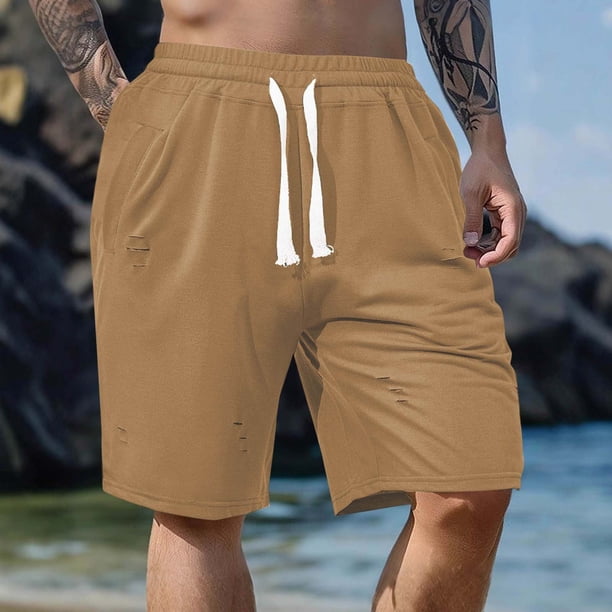 pstuiky Pantalones cortos de gimnasio para hombre, Pantalones cortos de trabajo de pierna recta, holgados y cómodos, de color liso, a la moda y para tiempo libre para hombre