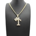 thumbnail image 2 of Stone Stud Allover Tilted Crown Initial T Pendant w/ 3mm 24" Cuban Chain Necklace, Gold-Tone, 2 of 4
