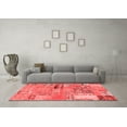 thumbnail image 3 of Ahgly Company Machine Washable Indoor Square Patchwork Red Transitional Area Rugs, 3' Square, 3 of 4