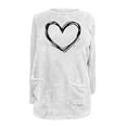 thumbnail image 2 of BRGZLK Ladies Fleece Tops Winter Fluffy Fuzzy Pullover Teddy Soft Sweatshirt Ladies Funny Novelty Printed Tops Sherpa Plush Outerwear Warm Soft Sweatshirts with Pockets, 2 of 3