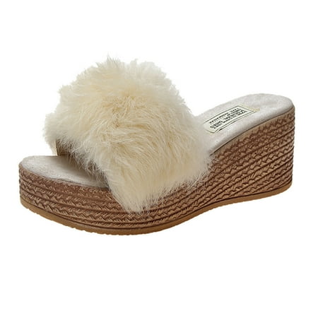 

Lyinloo Women s Fashion Casual Open Toe Platform Wedge Sandals Outdoor Slippers Shoes Beige 40