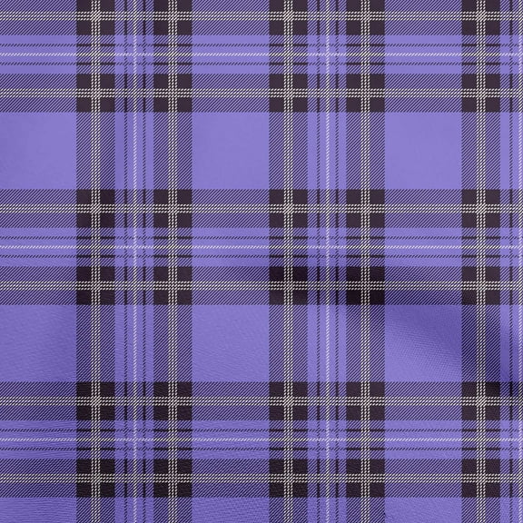 oneOone Polyester Spandex Blue Fabric Tartan Quilting Supplies Print Sewing Fabric By The Yard 56 Inch Wide