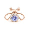 thumbnail image 2 of Angara Natural 0.5 Ct. Tanzanite with Diamond Halo Ring in 14K Rose Gold for Women (Ring Size: 6.5), 2 of 9