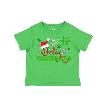 

Inktastic Feliz Navidad with Santa Hat and Green Snowflakes Gift Toddler Boy or Toddler Girl T-Shirt