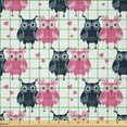 thumbnail image 2 of Ambesonne Owl Fabric by the Yard Microfiber, Valentines Animals Lovebirds, 1 Yard, Navy Blue Pink and White, 2 of 2