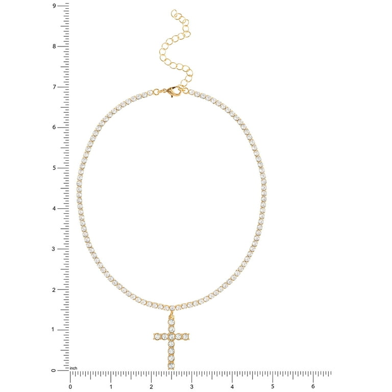 Jessica Simpson Women's Crystal Cubic Zirconia Cross Necklace