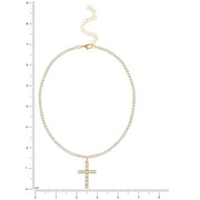 Jessica Simpson Women's Crystal Cubic Zirconia Cross Necklace