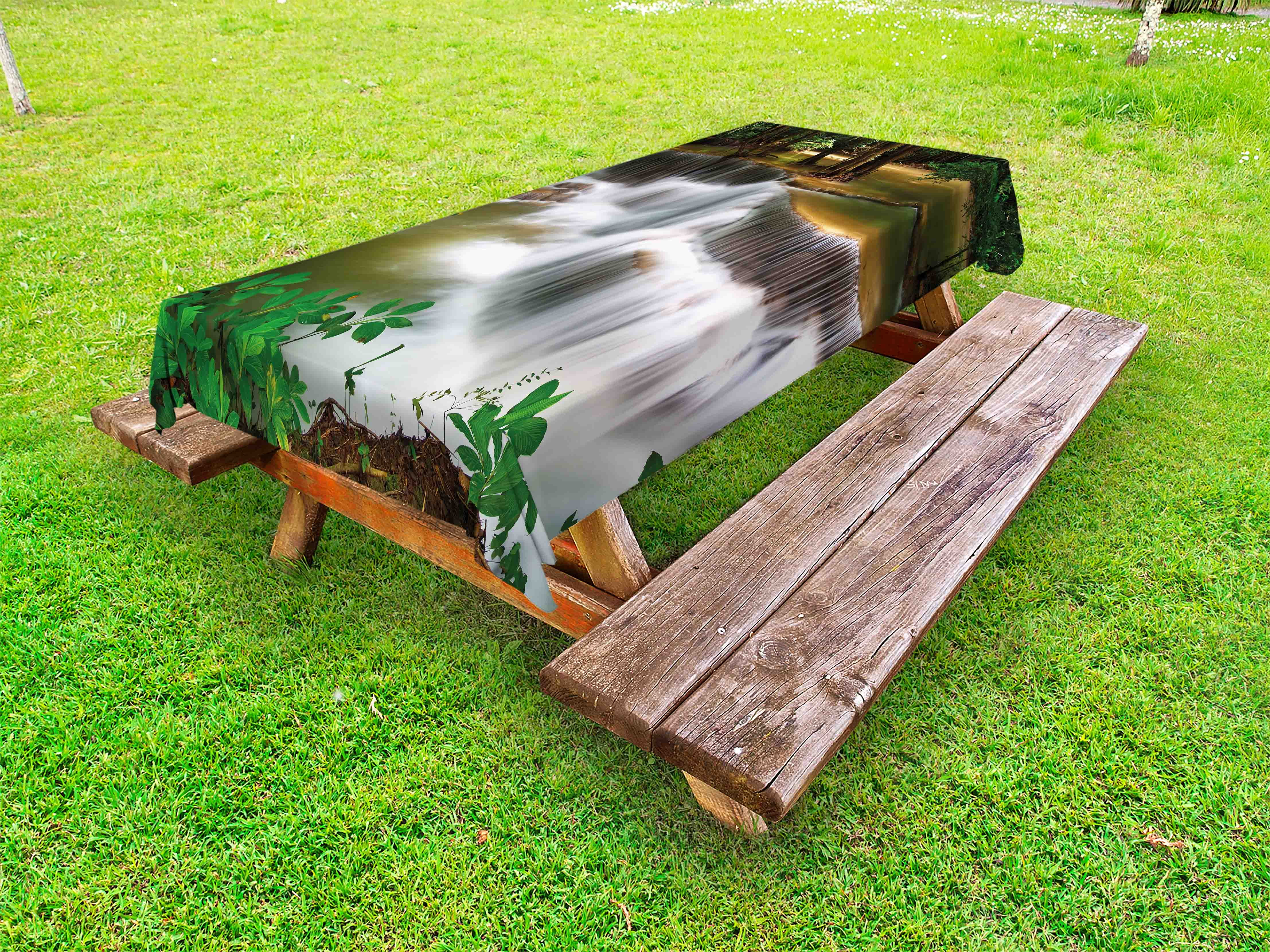 Nature Outdoor Tablecloth, Tropical Paradise Waterfall in Thailand ...