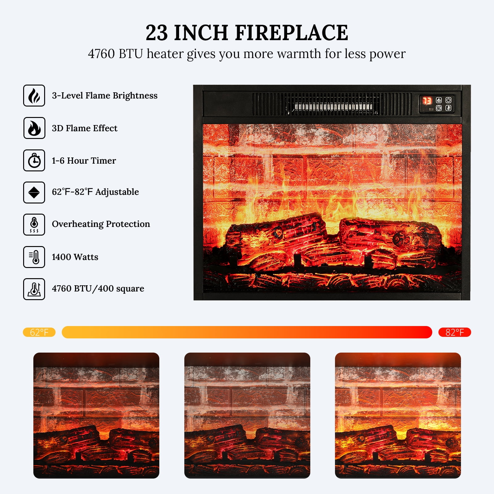 LGHM 71" Electric Fireplace TV Stand with Mantel, Farmhouse Entertainment Center for TVs up to 80" with LED Light, White & Brown