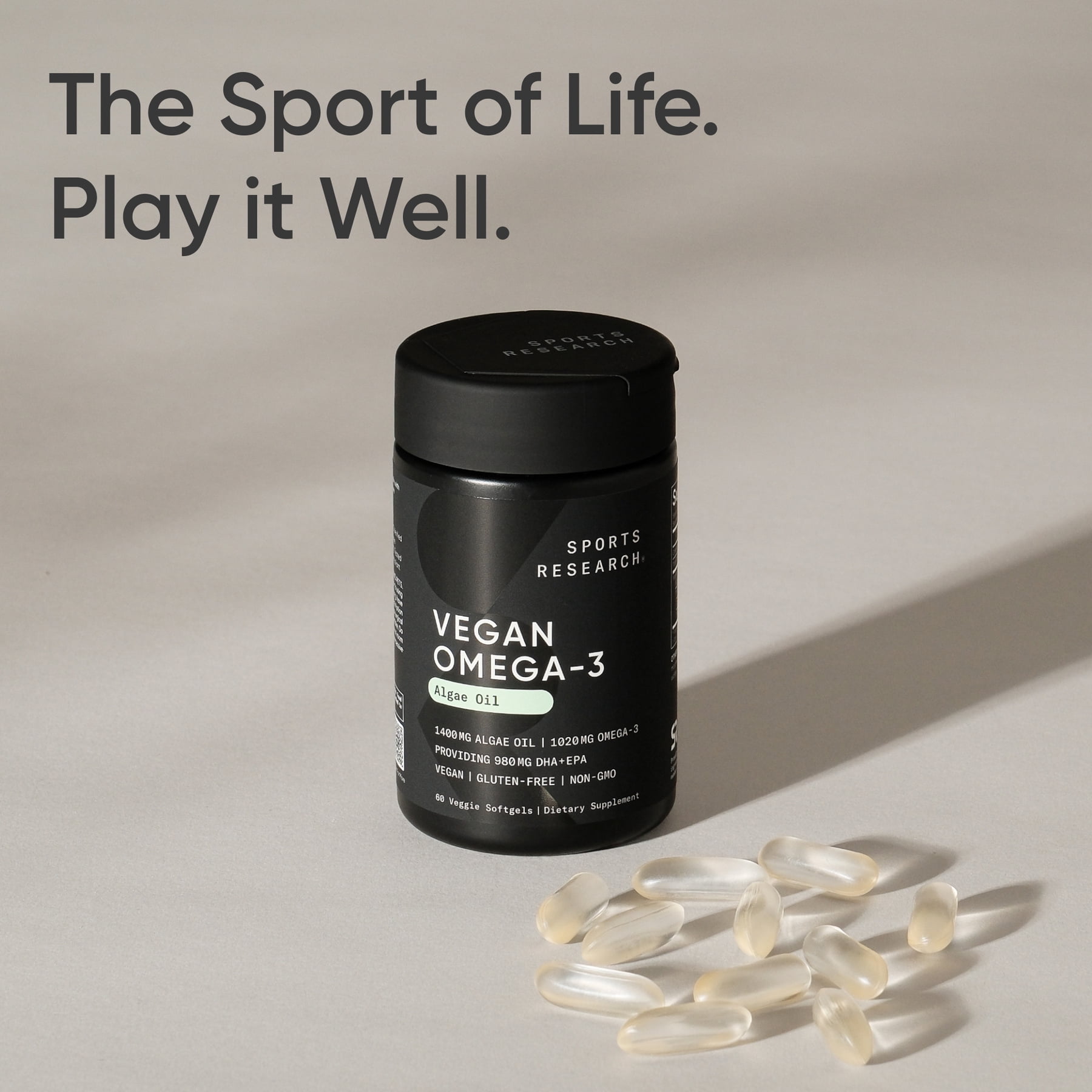 Sports Research® Highest Levels of Vegan Omega 3 DHA & EPA Softgel Fatty Acids (Carrageenan Free)