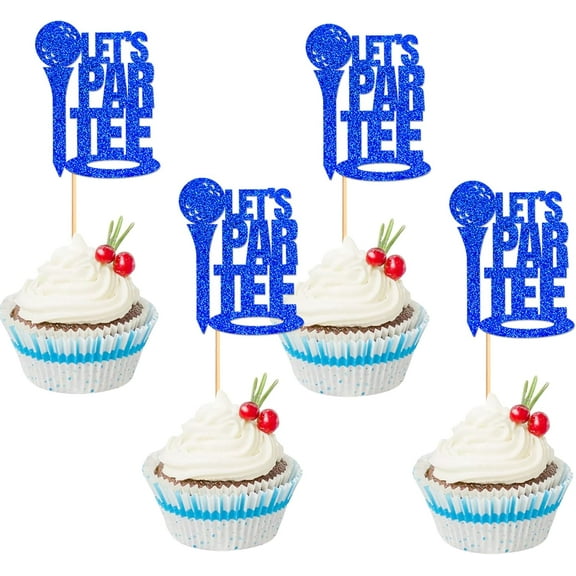 10pcs Golf Cupcake Toppers and Cake Picks for Blue Let's Par Tee Sports Player Theme Baby Shower Kids Birthday Party Decorations Supplies