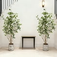thumbnail image 2 of 2-Pack 4FT Artificial Trees, Faux Flower Plants in Decorative Pots, 2 of 9
