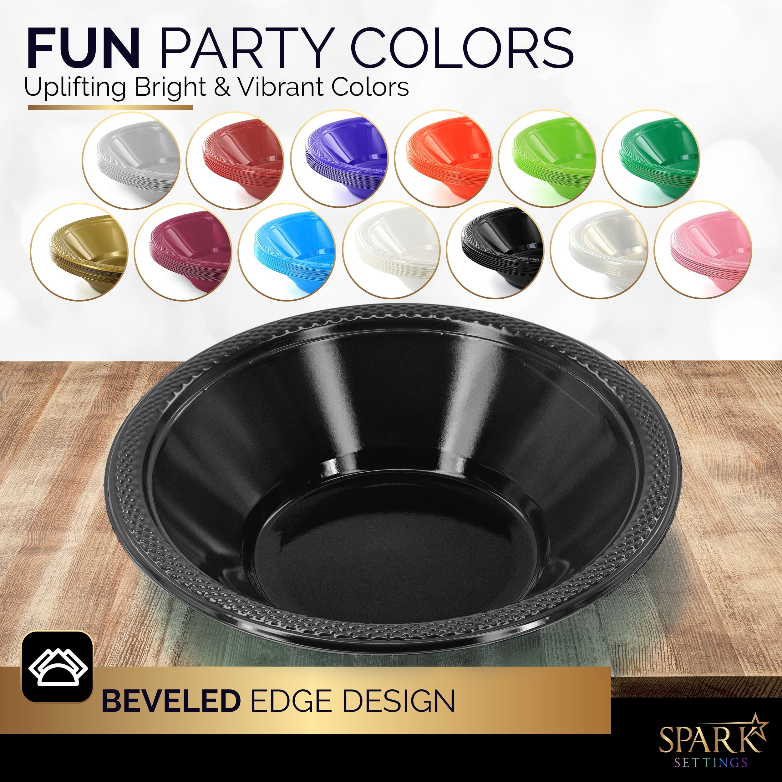 SparkSettings Disposable Plastic Bowls, 12 Oz, Pack Of 20 - Microwave Safe, Sturdy White Bowls For Cereal, Soup, Salad, Parties, Easy Clean