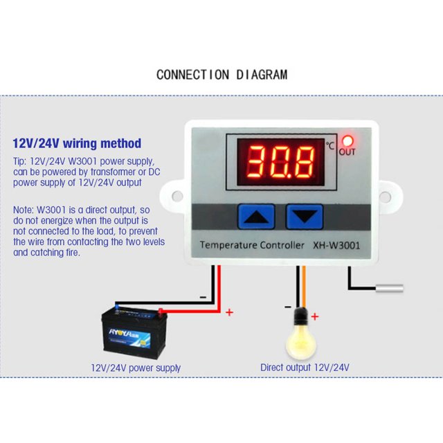 Digital Temperature Controller Thermostat Switch, Water Resistant Sensor Probe, Strong Anti Interference Ability, Easy Operation, Stable Performance, High Accuracy, Widely in