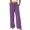 Purple, variant on Binmer Women's Elastic High Waist Striped Wide Leg Pants,Casual Loose Vacation Trousers with Pockets Beige,Women's Plus L