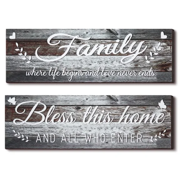 Jetec Wooden Family Signs Rustic Bless This Home Wall Decor Wood Family Decor