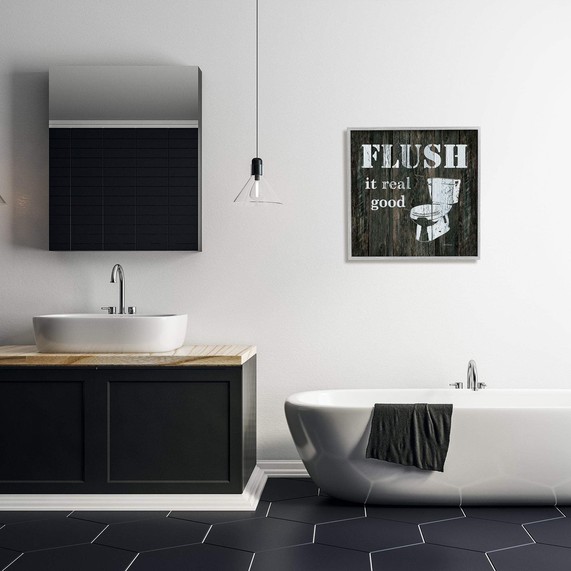 Stupell Industries Flush It Real Good Phrase Vintage Rustic Toilet, 24 x 24, Design by Carol Robinson