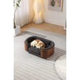 thumbnail image 3 of Pet Sofa Dog Bed Couch, Pet Couch Lounger with Solid Wood legs and Walnut Bent Wood Back, Velvet Cushion, Small Size, B, 3 of 8