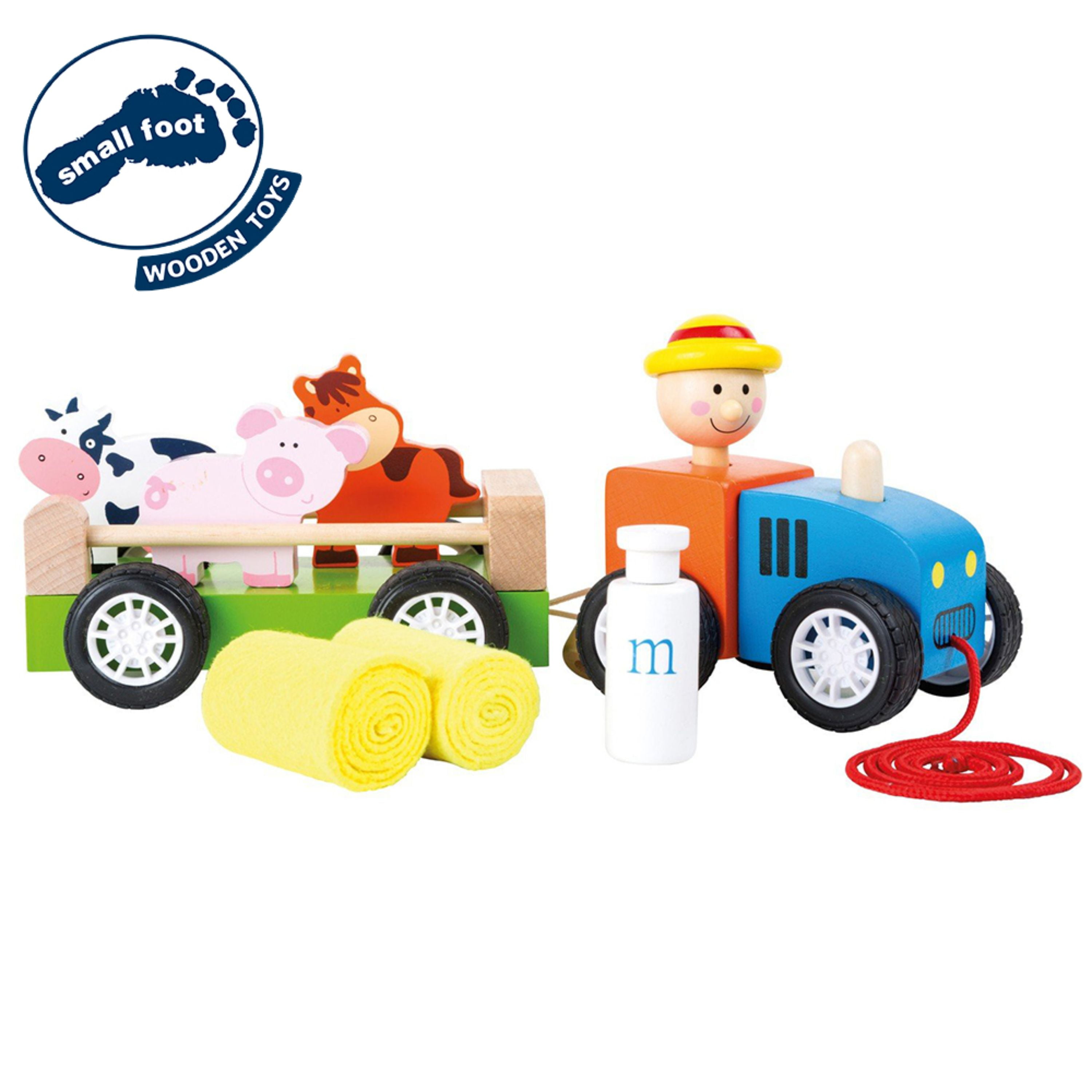 Small Foot Wooden Toys Farmer With Animals PullAlong Toy Playset