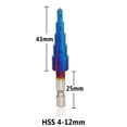 thumbnail image 4 of Broca escalonada HSS para taladrar metales, herramientas eléctricas, broca cónica escalonada para aficionados al bricolaje. 5 pasos, 4 of 5