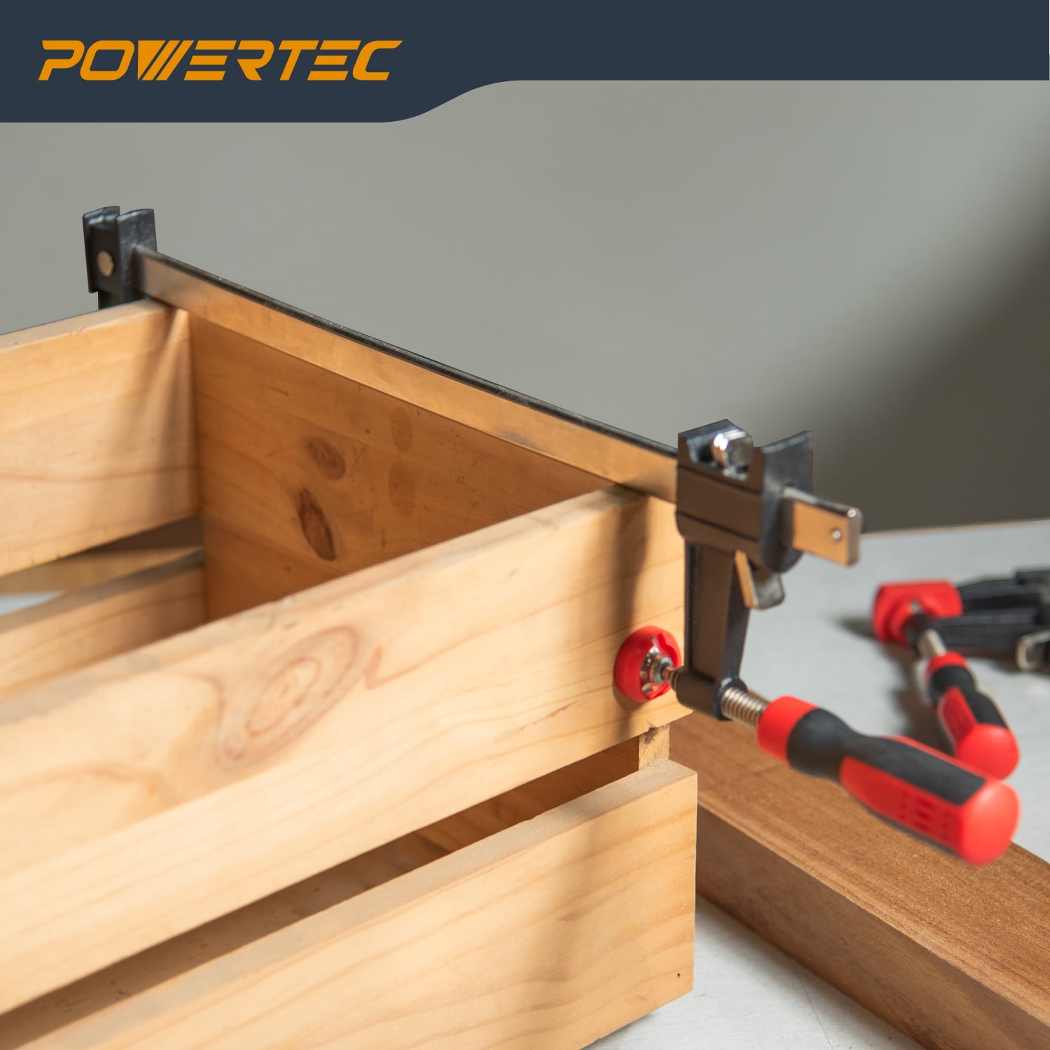 POWERTEC 2PK 24 inch Steel Bar Clamps w/ 600 lbs Loads Limit & 2-1/2" Throat, Quick Adjust & Release F Clamp with Micro-Adjustment Handle for Woodworking, Metalworking and DIY Projects (71919N)
