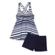 thumbnail image 2 of Trajes de baño Amzcrzy Tankini para mujer, bikini de control de abdomen para mujer, bikini de rayas con cuello en V profundo y aros, traje de baño con cuello en V, azul, 2XL, 2 of 6