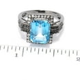 thumbnail image 4 of Black Rhodium o/Silver 4.75ctw Swiss Blue Topaz Solitaire w/Accent Ring, 4 of 4