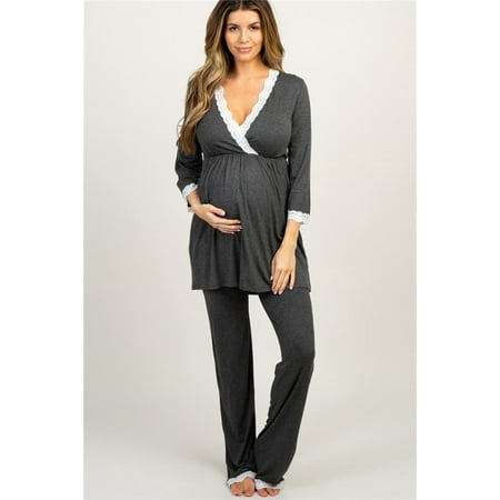 

Womens Cotton Maternity Pregnancy Soft Nursing Pajama Set LongSleeves for delivery Breastfeeding