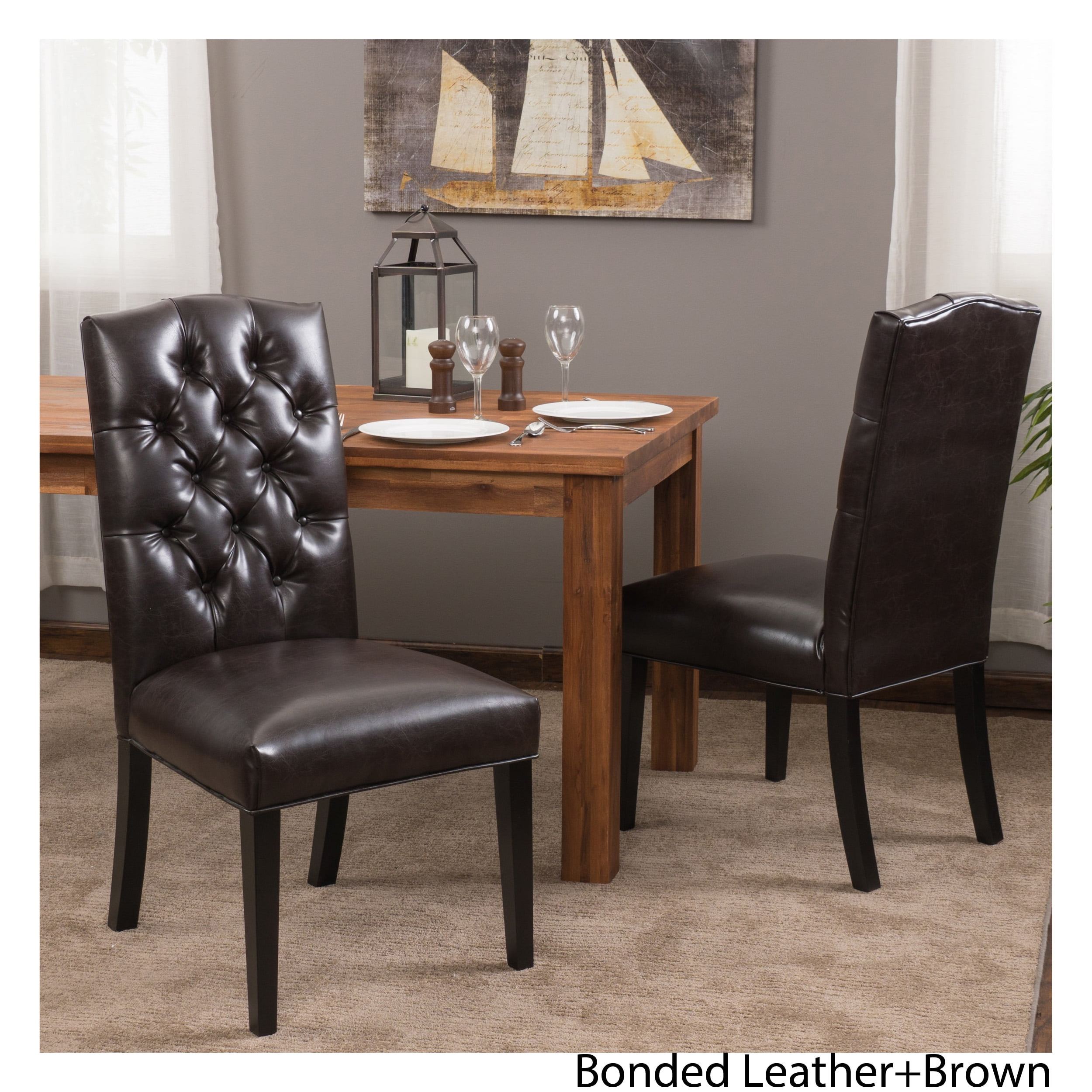 Martin Top Leather Tufted Dining Chairs Set Of 2