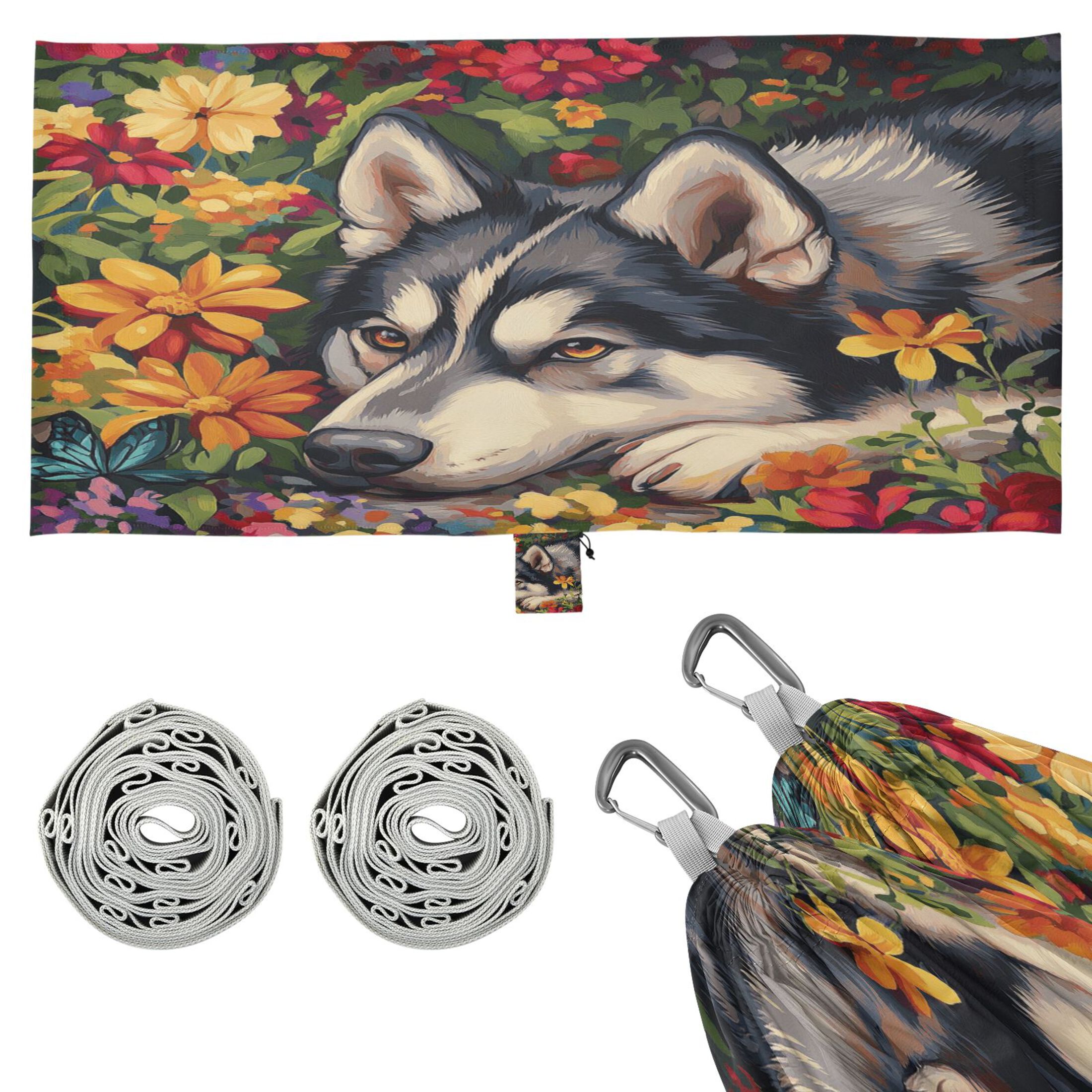 Hammock Camping Hammock Nylon Portable Hammock Travel Camping Hammock Husky Flowers
